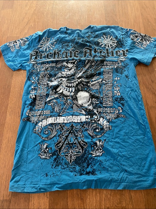 Affliction Other - Affliction Men’s Graphic Short-Sleeve Tee in Turquoise with Black & White Print